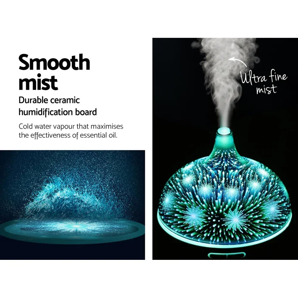 Ceramic essential oil diffuser with LED lights and ultra fine mist, cold water vapor output.
