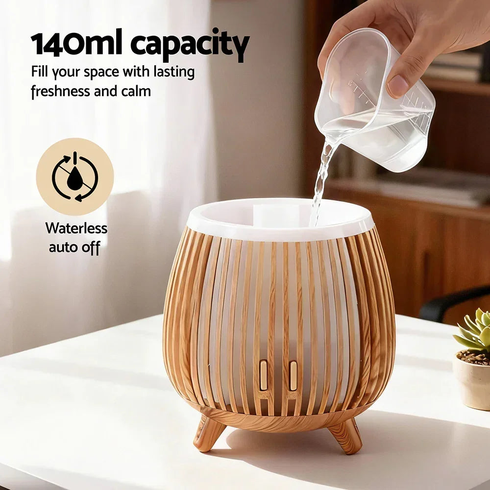 140ml wooden design aroma diffuser with waterless auto off, water being poured in