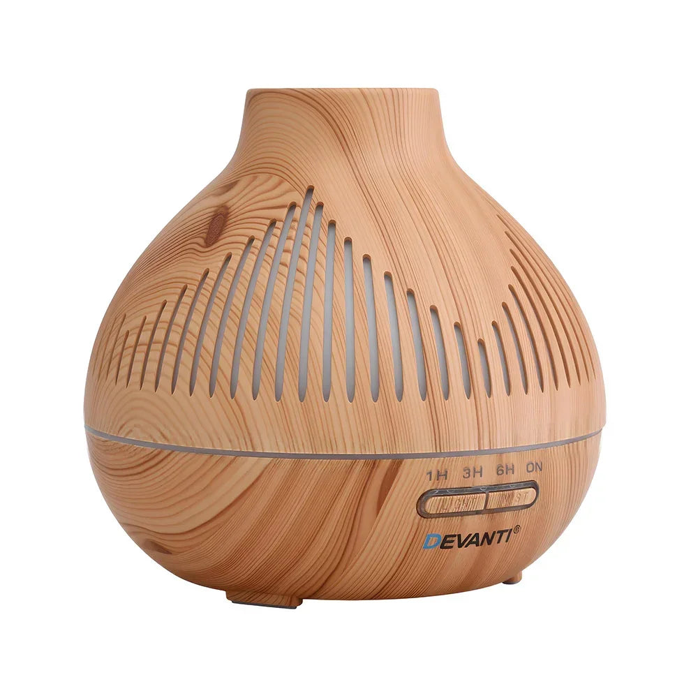 Wood grain electric aroma diffuser with timer settings, modern home essential