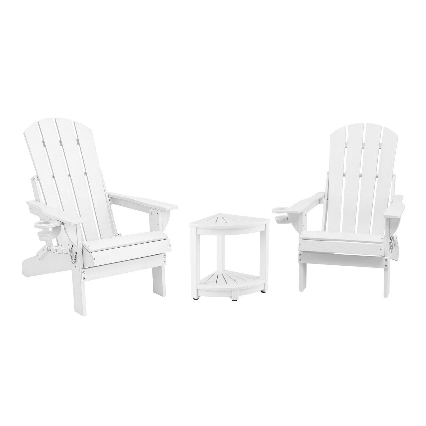 White Adirondack chairs with side table, outdoor patio furniture set
