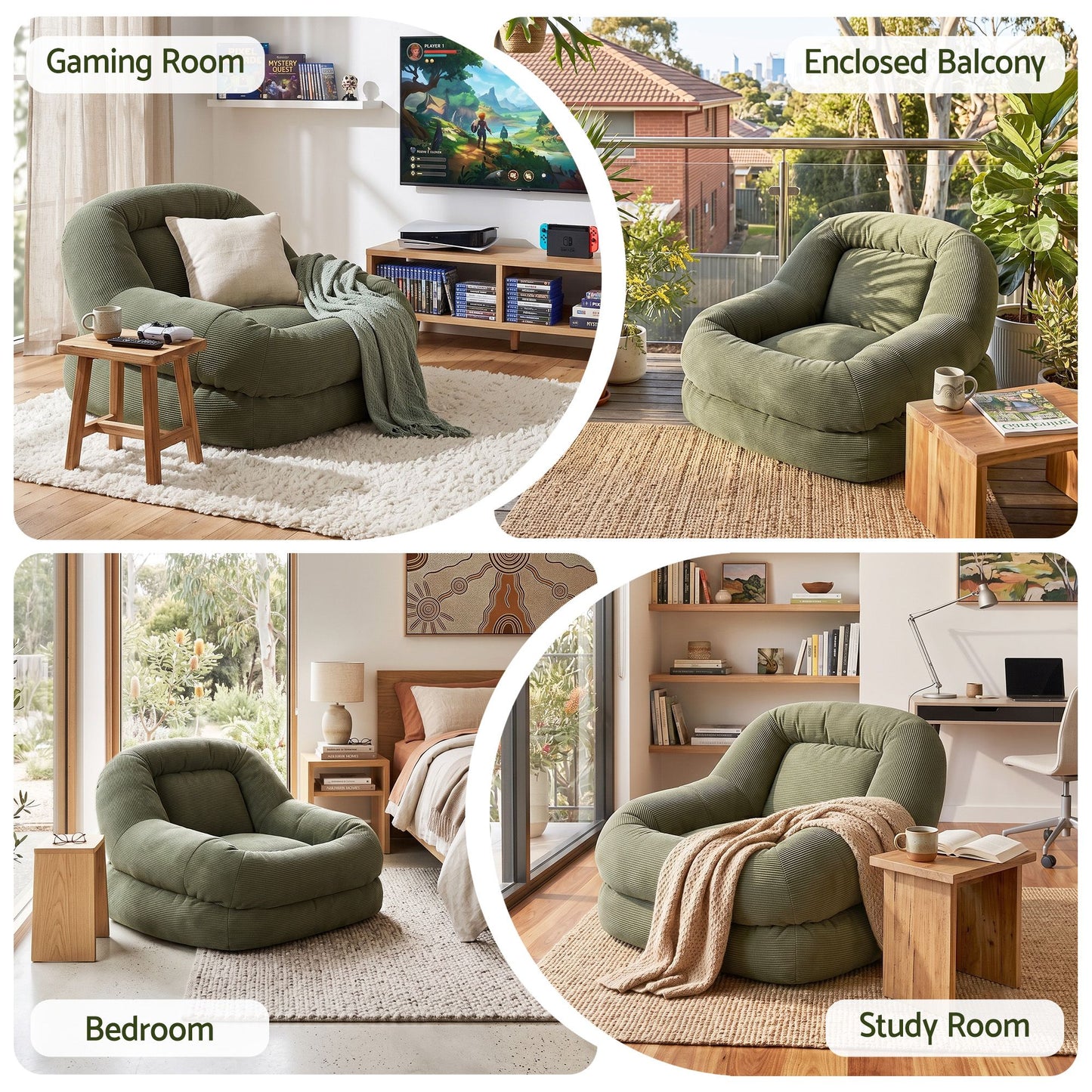 Artiss Cloud Armchair Corduroy Green