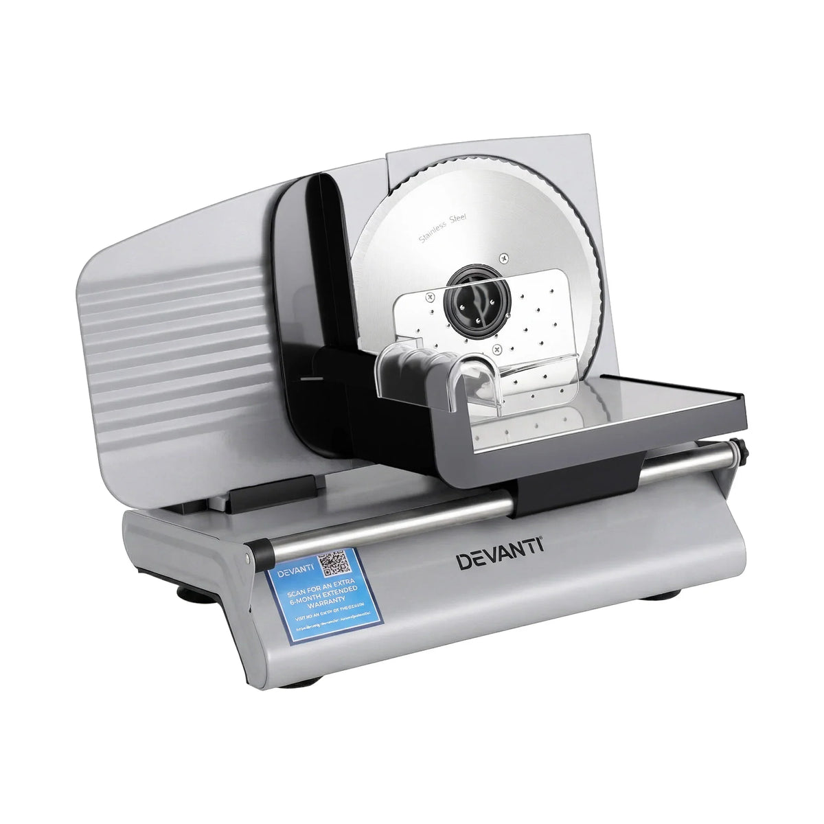 Electric food slicer with stainless steel blade and adjustable thickness settings