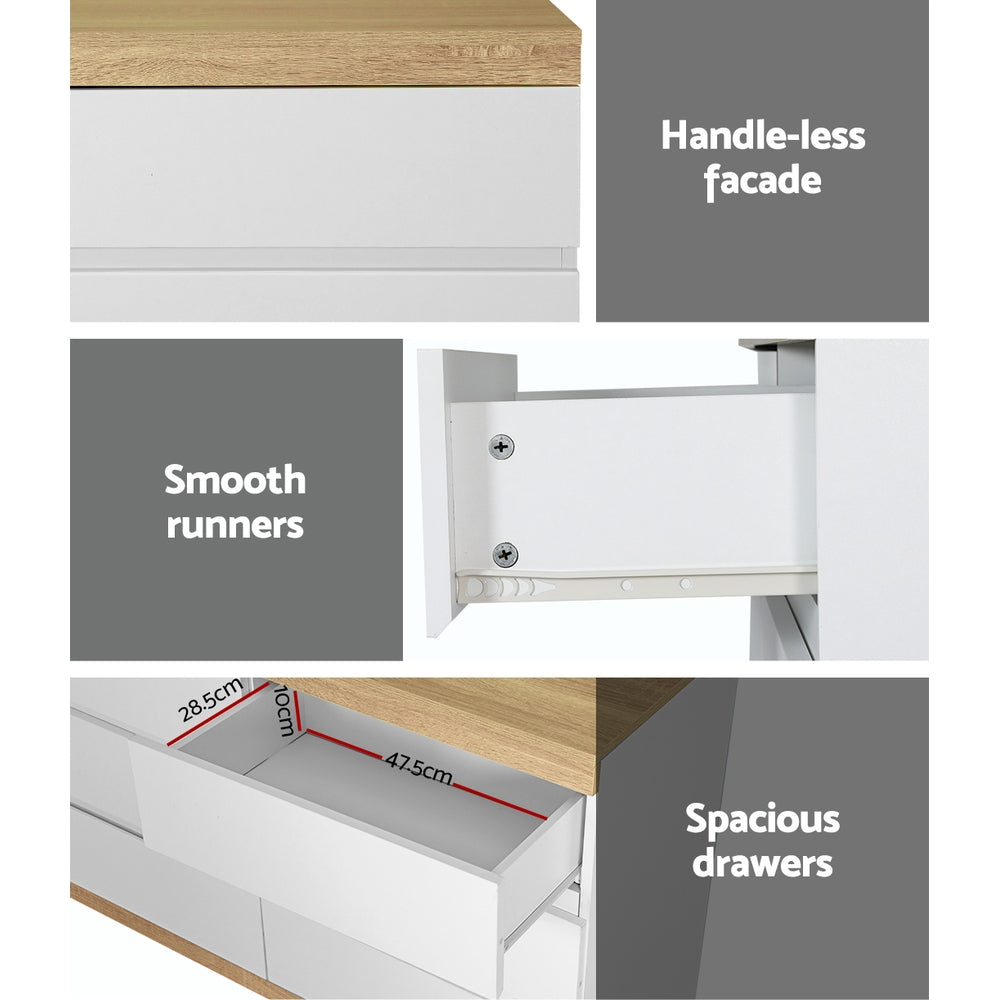 Artiss LIOR 6-Drawer Chest of Drawers | White and Oak