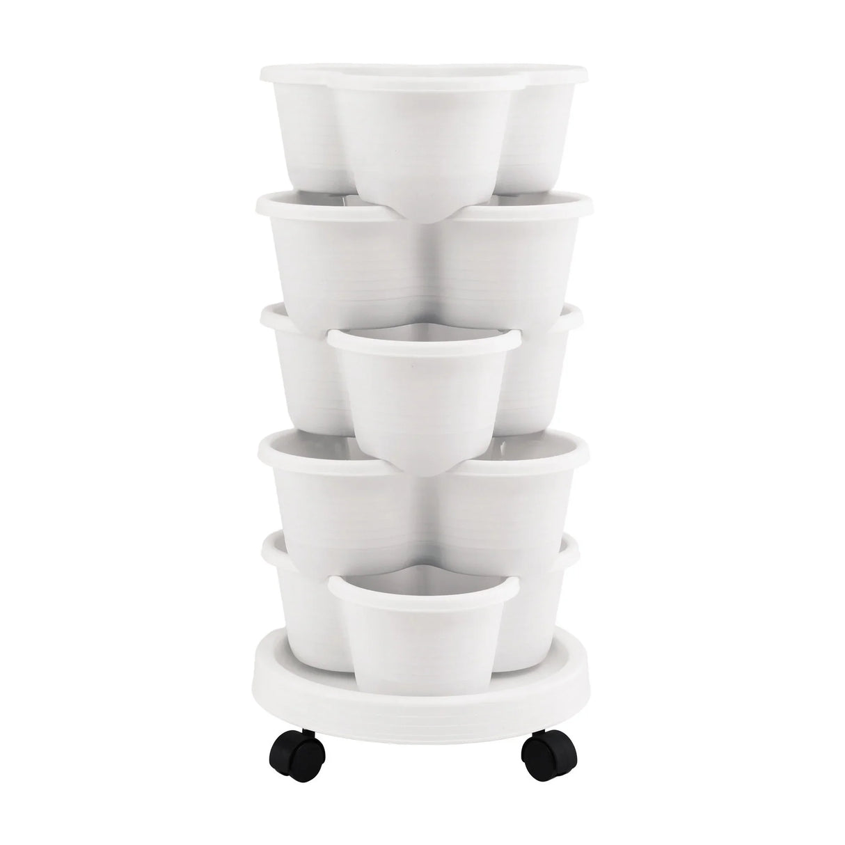 Vertical Garden Planter 5 Tier Stackable 35x35x75cm Wheels White