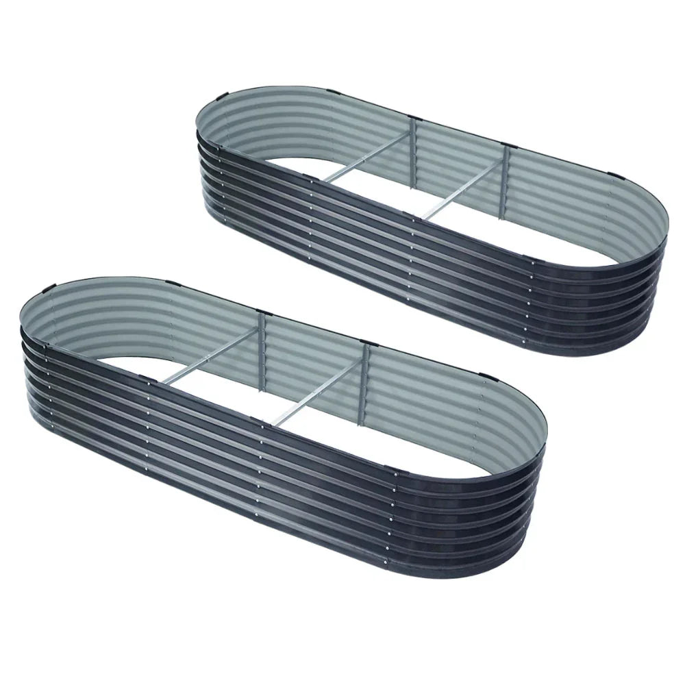 2x Raised Garden Bed 240X80X42cm Oval - Stacks Warehouse