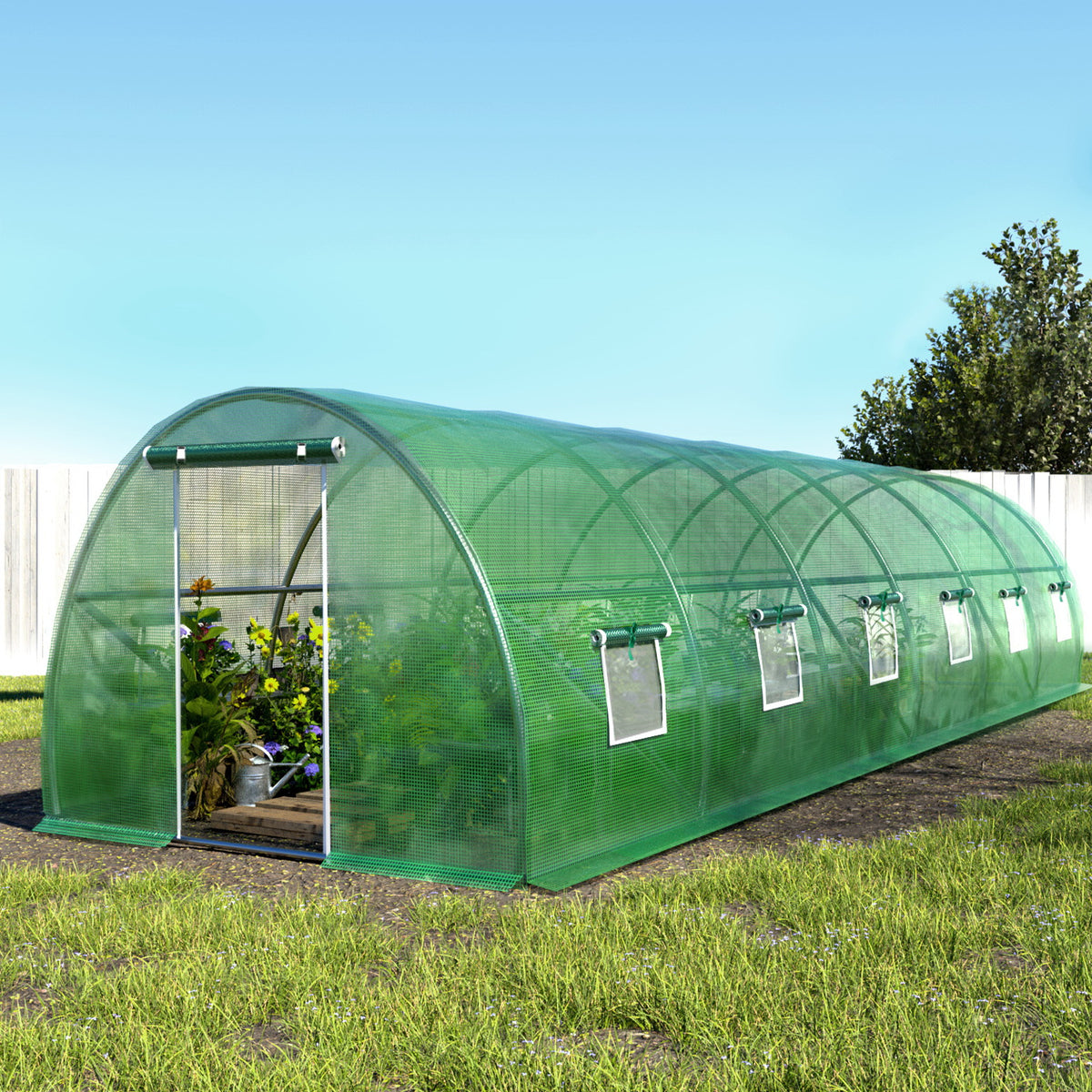 Green Fingers 9 x 3 x 2m walk-in greenhouse, 24mm steel tube frame