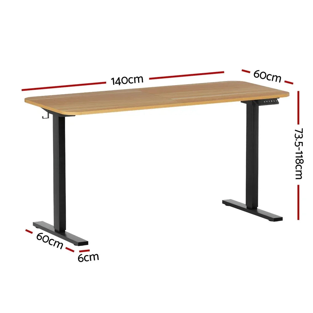Artiss 140cm Adjustable Desk - Oak Black - Flea Market
