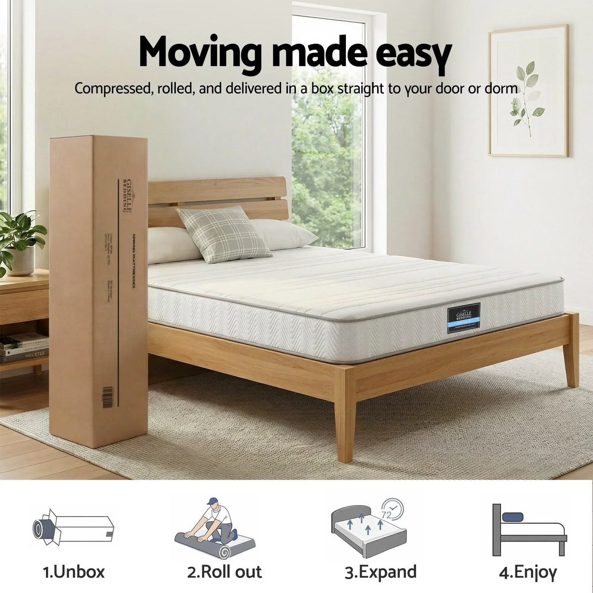 Giselle Double Mattress 20cm with Reinforced Edge Support Egg-Crate Foam