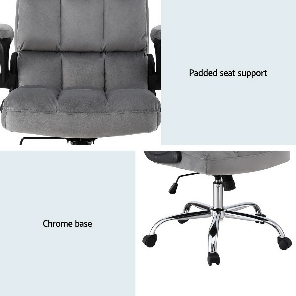 Artiss Mid-Back Velvet Office Chair, Grey
