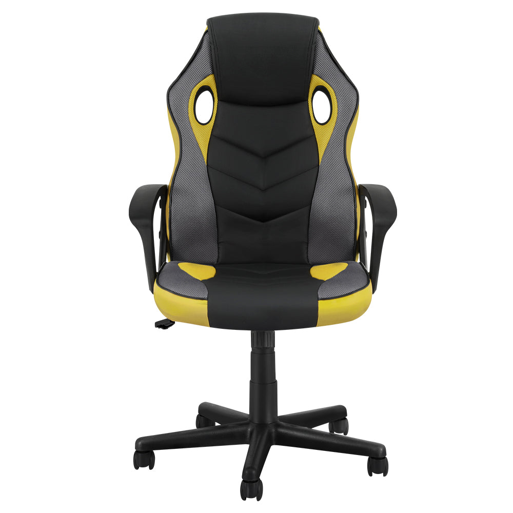 Artiss Gaming Chair High Back Racing Seat PU Leather Yellow 150kg