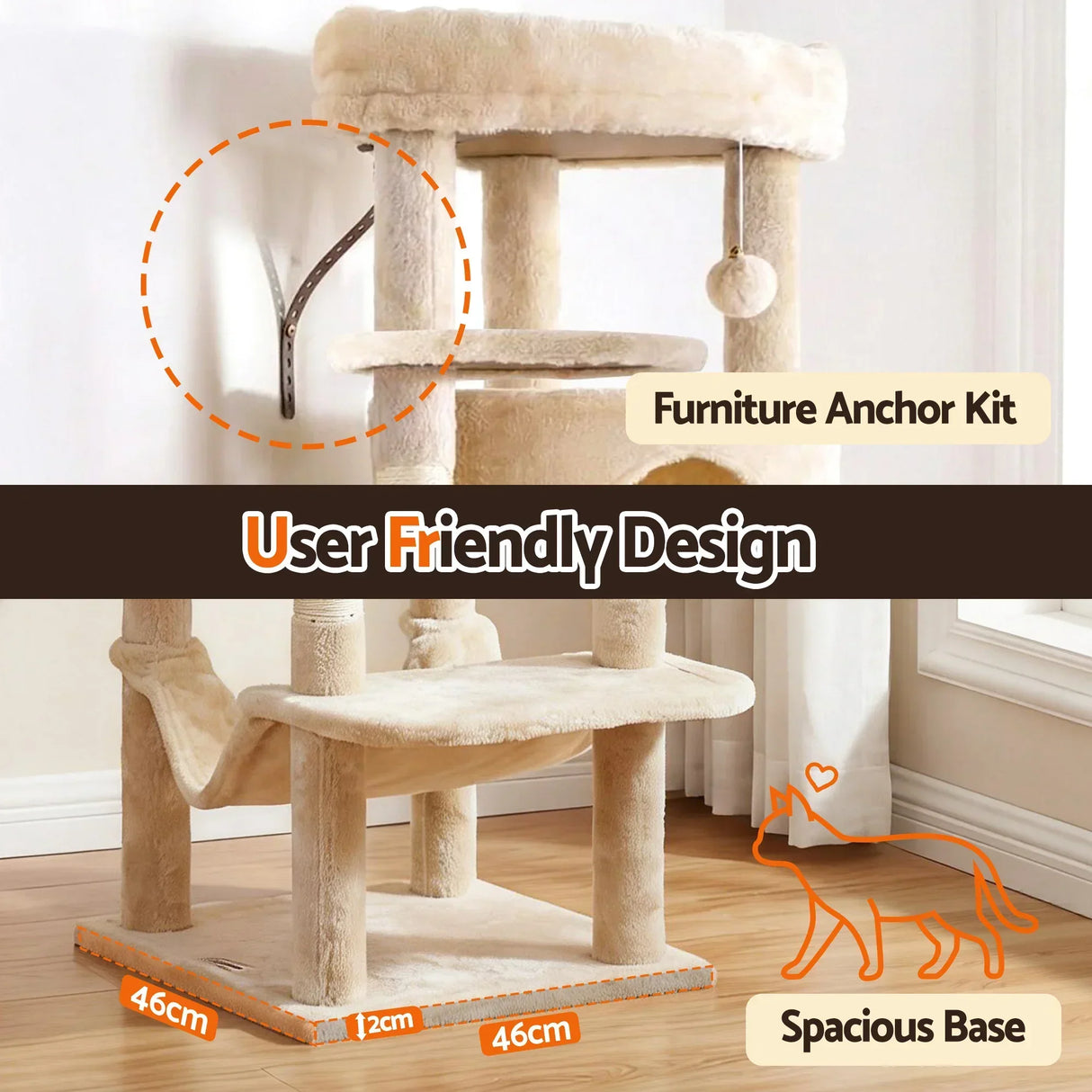 i.Pet Cat Tree Tower 167cm - Large Scratching Post Beige