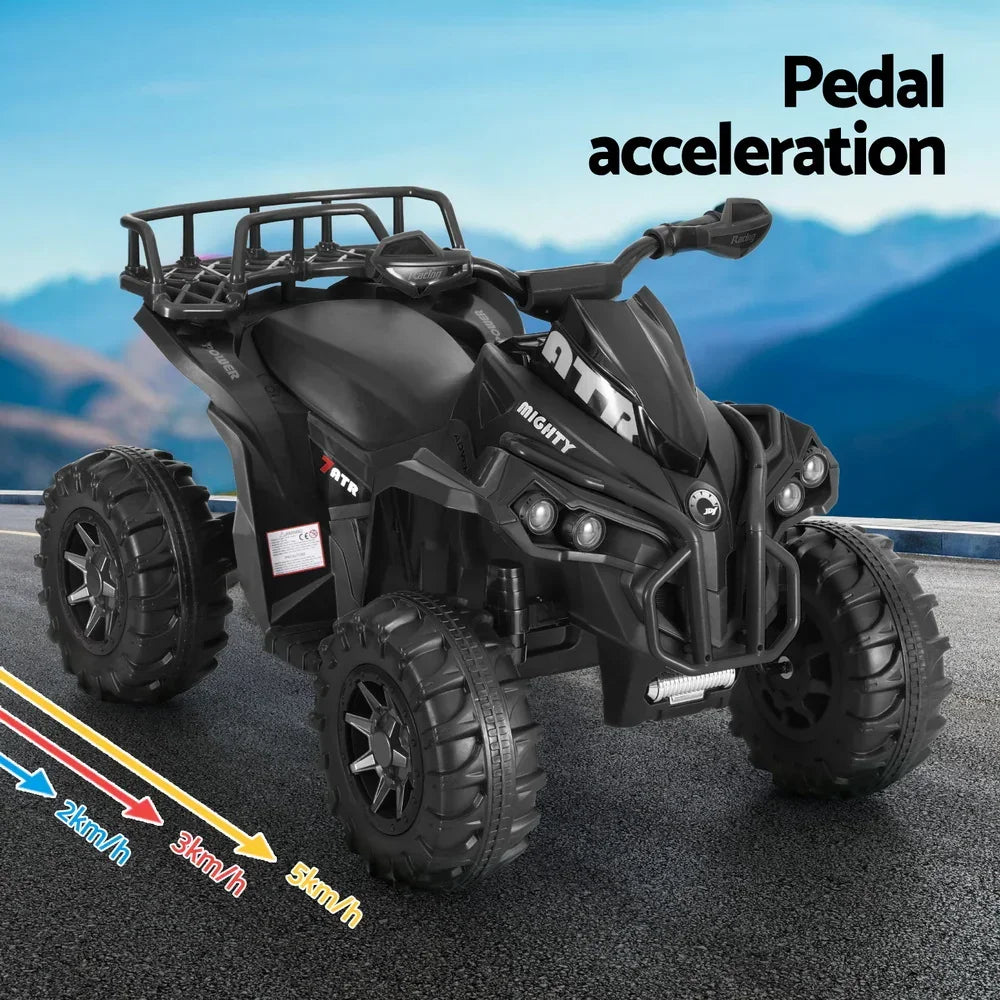 Rigo Kids Electric Ride On ATV Quad Black 12V - Motorbike with Storage Rack