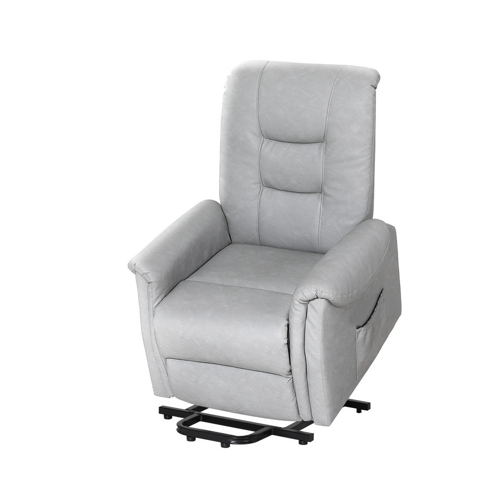 Artiss Lift Recliner Chair 155° Recline Retractable Footrest PU Leather 150kg Grey
