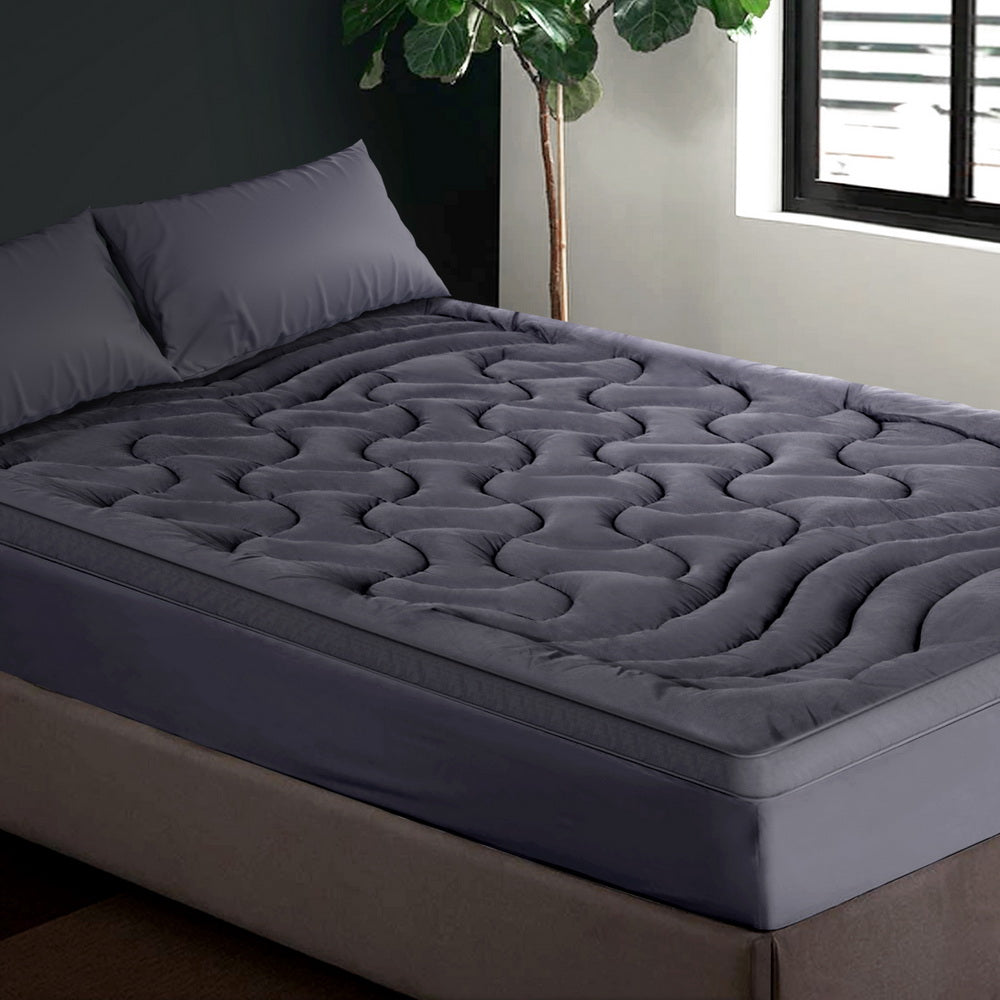 Giselle Bedding Queen Mattress Topper, 3-Zone 1000GSM Pillowtop Charcoal
