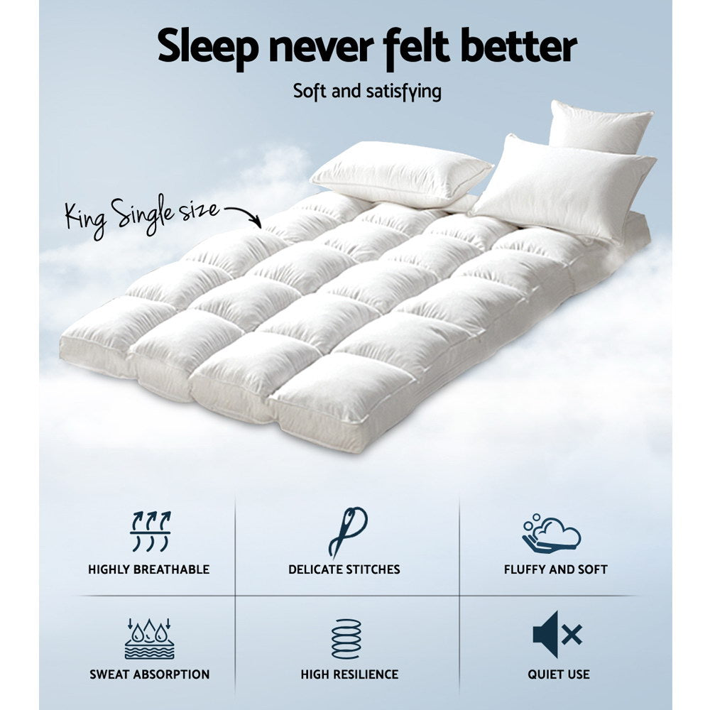 Giselle Bedding King Single Mattress Topper, 5cm Bamboo, 1000GSM