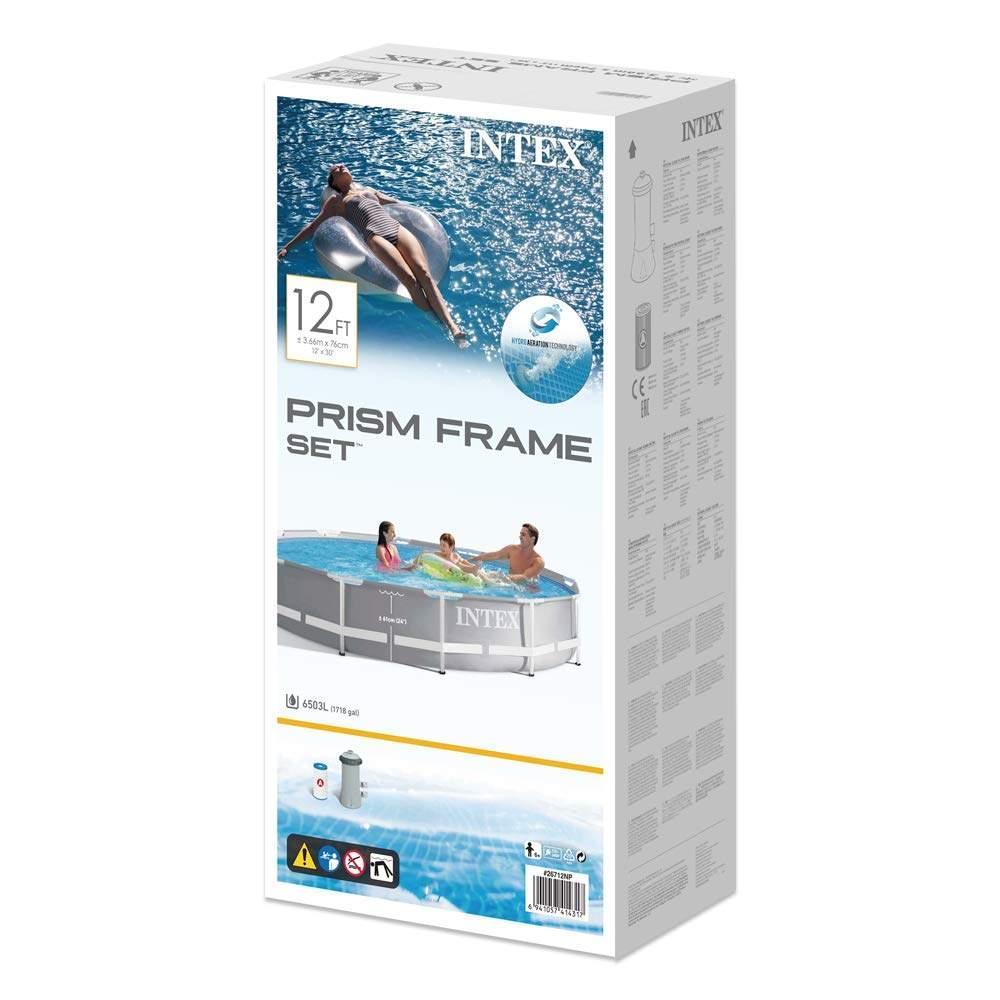 Intex 366x76cm Prism Frame Pool - 12ft Metal Frame Above Ground