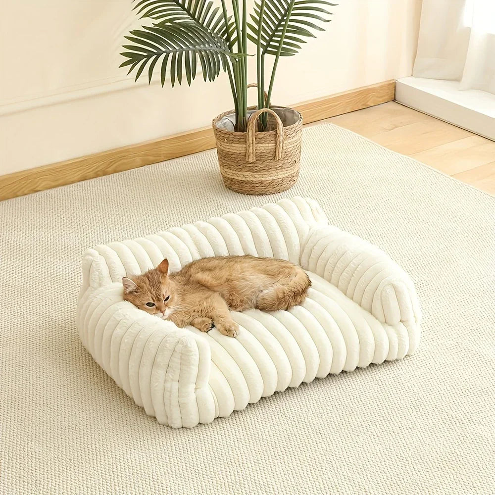 Grey Comfortable Cat Sofa - Breathable Soft Bed for All Seasons