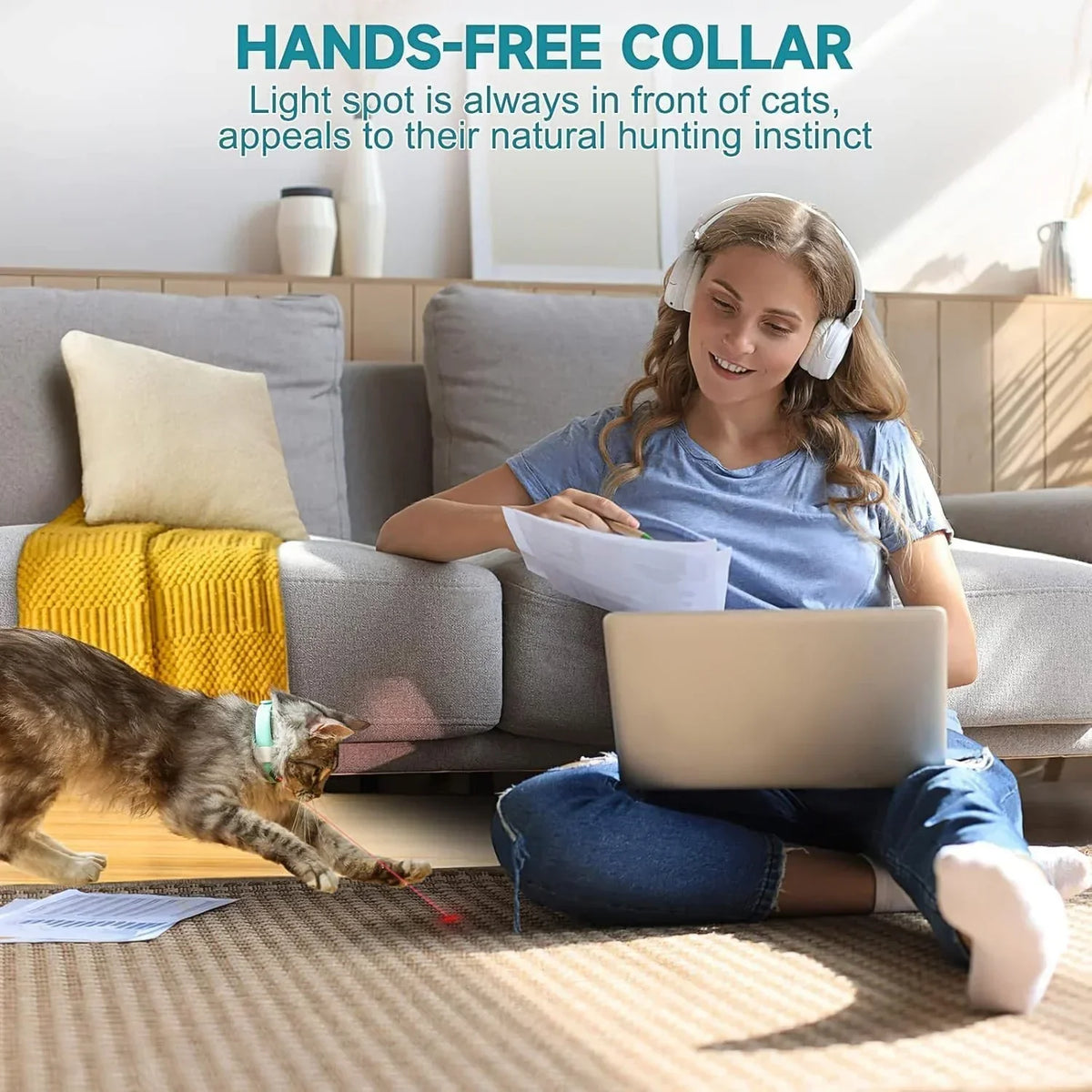 Automatic Laser Cat Collar Toy - Rechargeable Interactive Red Light