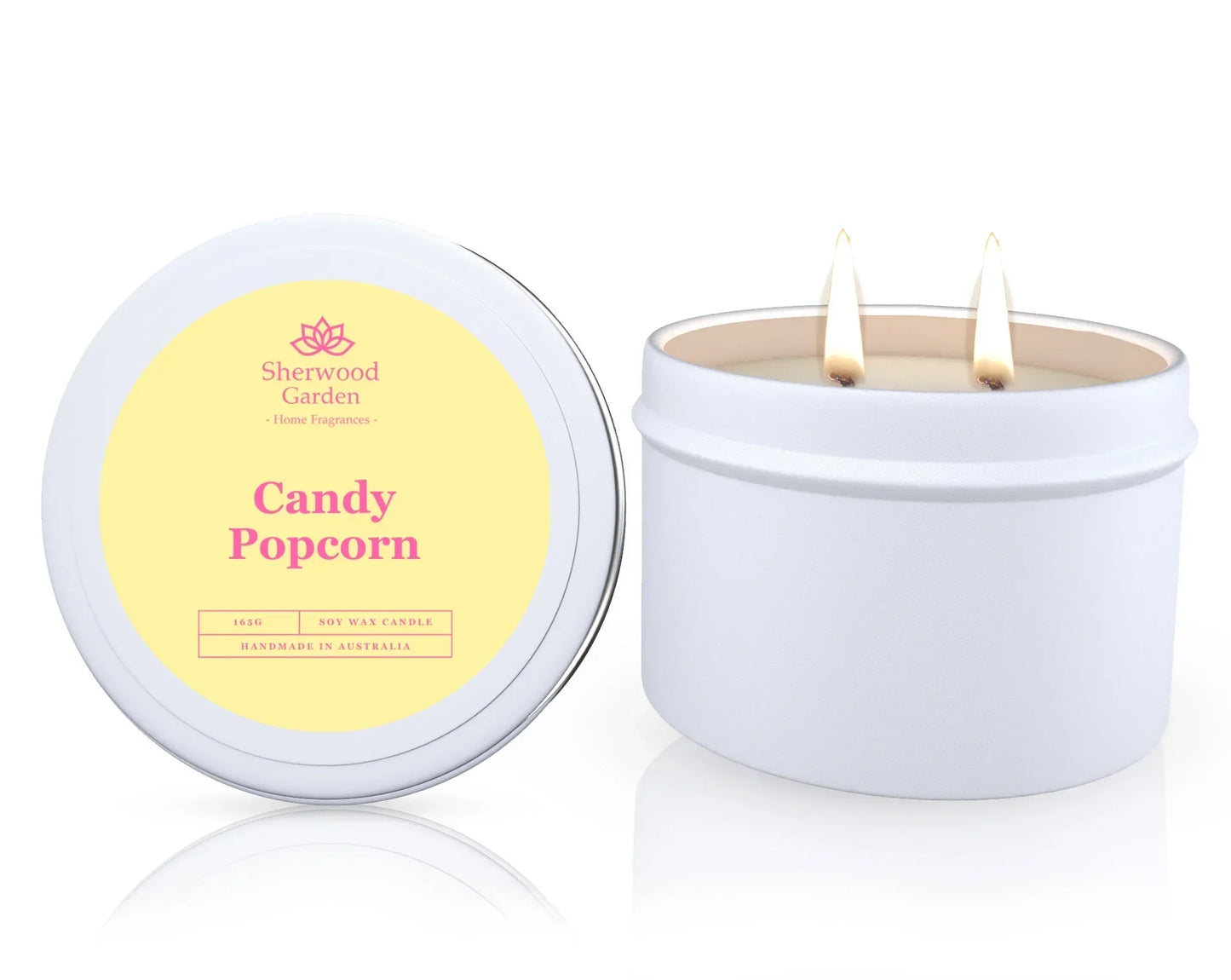 Candy Popcorn Soy Candle Tin 165g - Natural Scented Candle for Home Ambiance