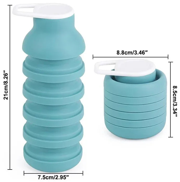 600ml Collapsible Silicone Water Bottle - Green