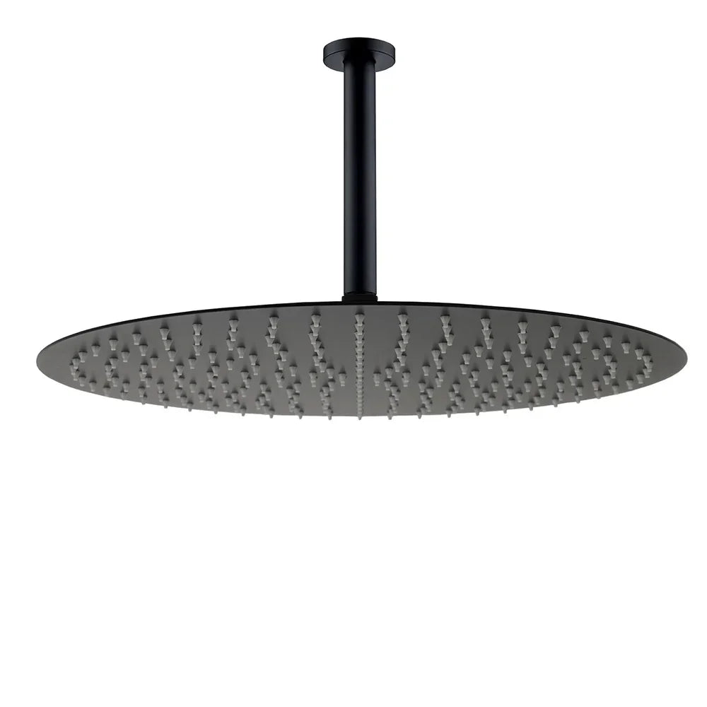 Rain Shower Head 16" 400mm Matt Black Stainless Steel WELS 3 Star Ceiling