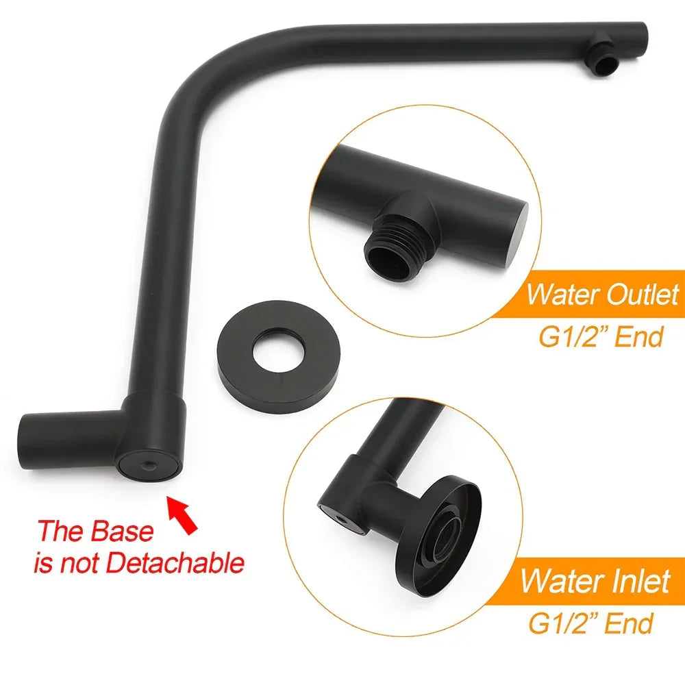 Rain Shower Head 12" 300mm Matt Black Stainless Steel WELS 3 Star