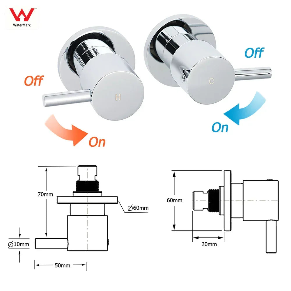 WELS Chrome Round 8" Thin Rainfall Head Handheld Sliding Rail Arm 2in1 Shower Twin Taps Set