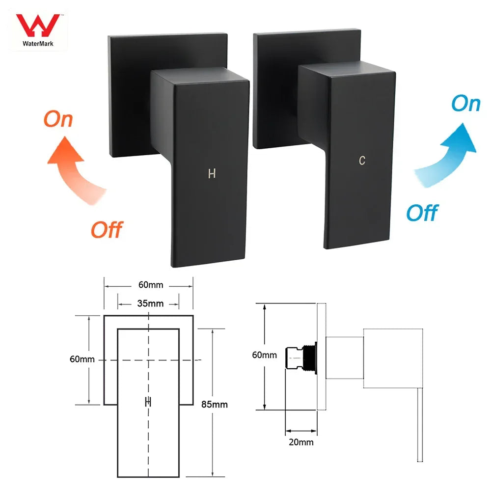 Matt Black 2in1 Set Square 10" Shower Rain Head Handheld Adjustable Silding Rail + Twin Taps