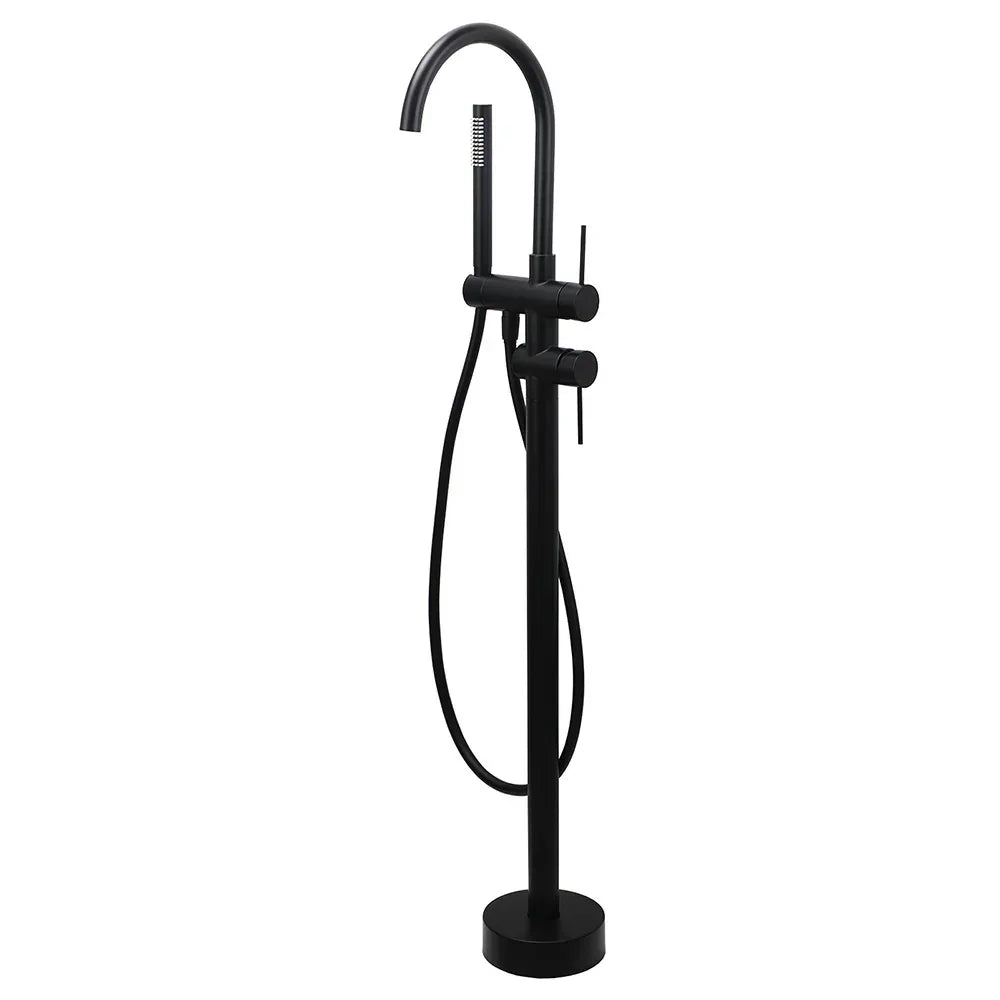 WELS Matt Black Bathtub Filler Free Standing Mixer Faucet Tap Spout HandHeld Set