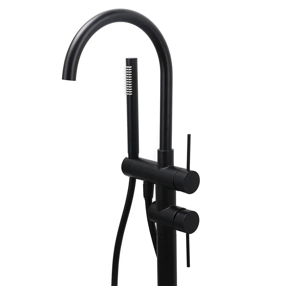 WELS Matt Black Bathtub Filler Free Standing Mixer Faucet Tap Spout HandHeld Set