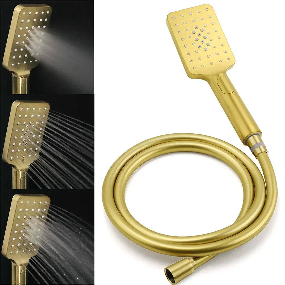 Shower Set 12" Rain + Handheld + Mixer Brushed Gold WELS 3 Star Rail
