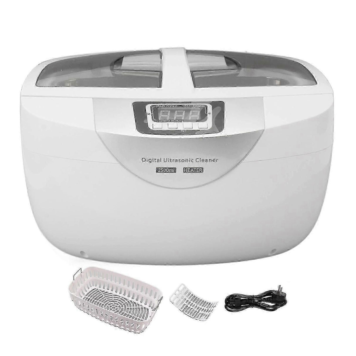 Digital Ultrasonic Cleaner 2500ml with Heater, Basket, and Power Cord