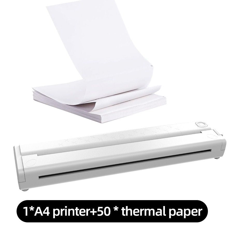 Portable A4 Thermal Printer with Bluetooth Wireless Connectivity, Inkless Printing for Home, Office, and Tattoo Transfer Use on Paper and Various Media (Black)
