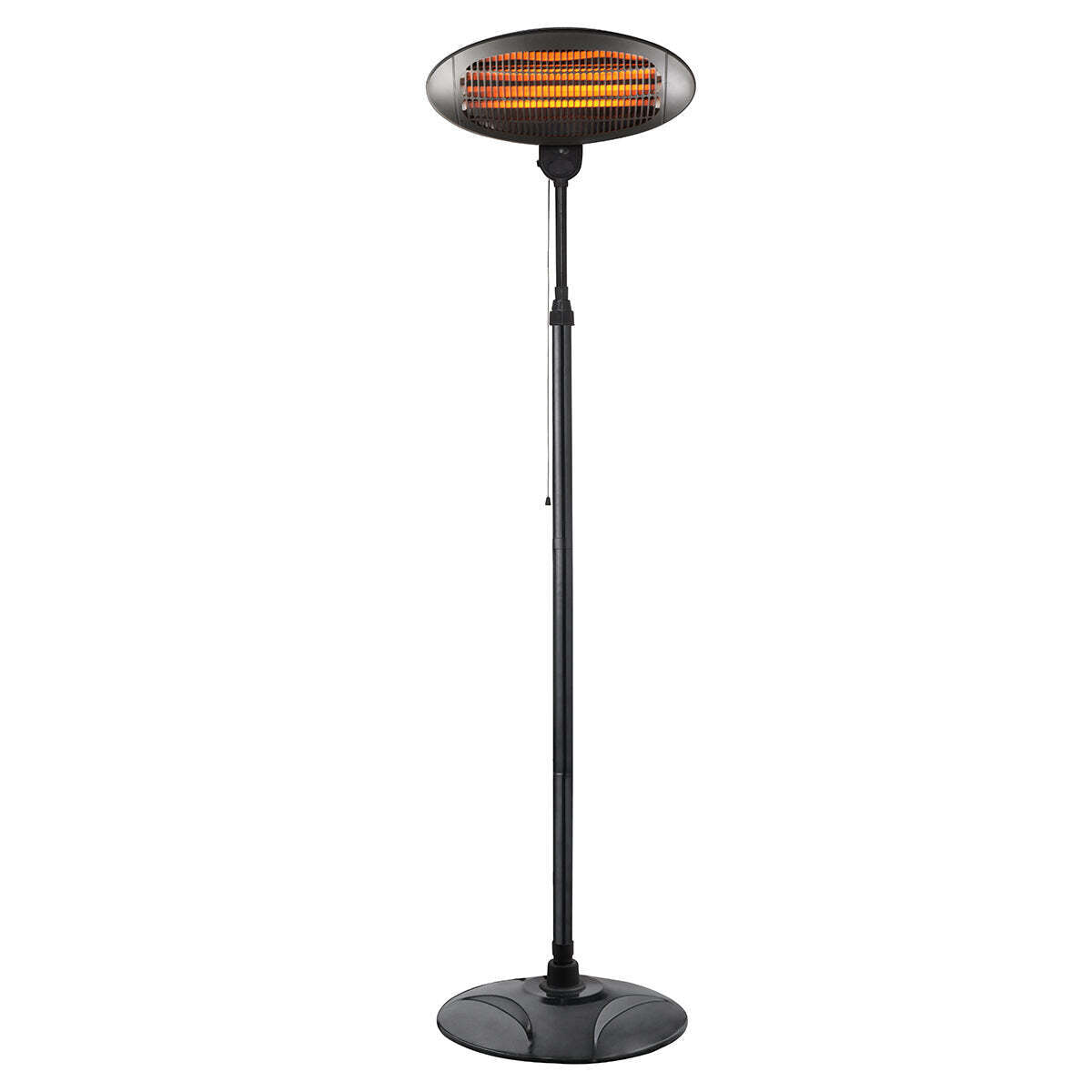 Outdoor Electric Patio Heater 2000W Freestanding Quartz 170-210cm Adjustable IPX4 Black
