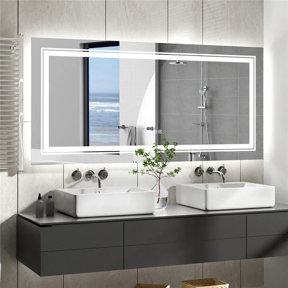 LED Bathroom Mirror 120x60cm Frameless with Backlight - Interior Ave