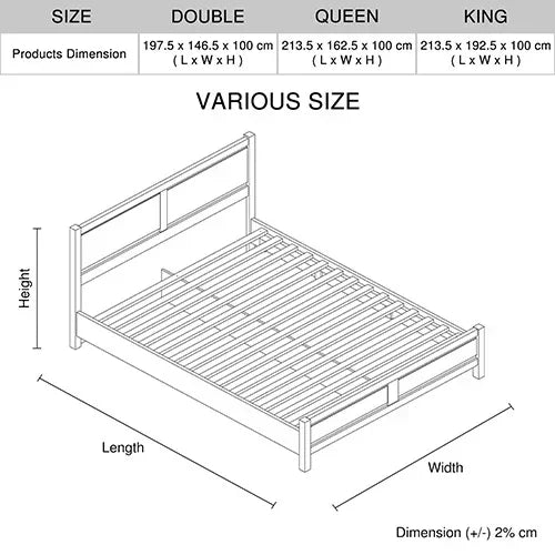 Queen Size Bed Frame Natural Wood like MDF in Oak Colour - Stacks Warehouse