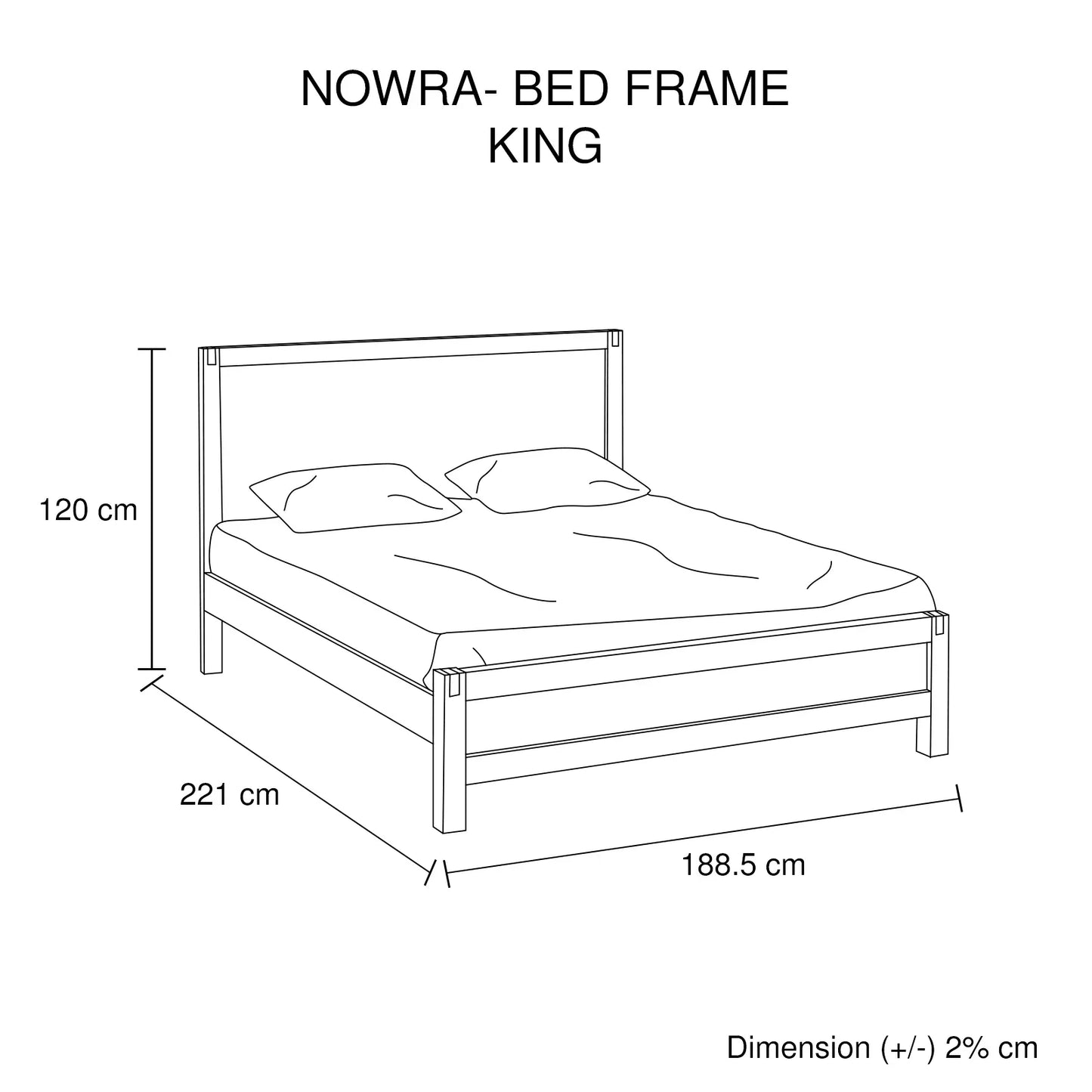 Bed Frame King Size in Solid Wood Veneered Acacia Bedroom Timber Slat in Chocolate - Stacks Warehouse