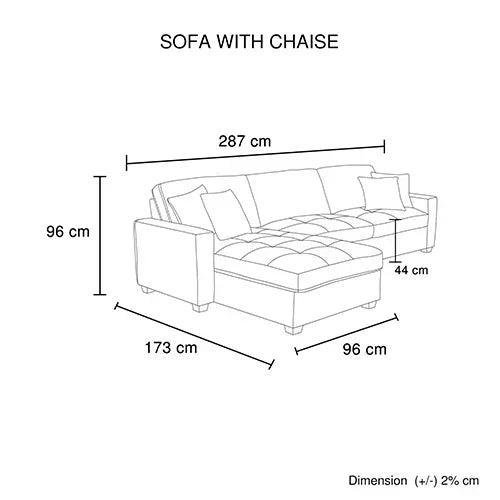 Corner Sofa Chaise Polyester Fabric Multilayer Two Pillows Individual Pocket Spring - Stacks Warehouse