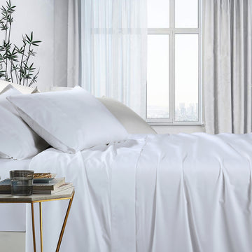 Bamboo Cotton Sheet Set Double 1000TC 60% Bamboo 40% Cotton White