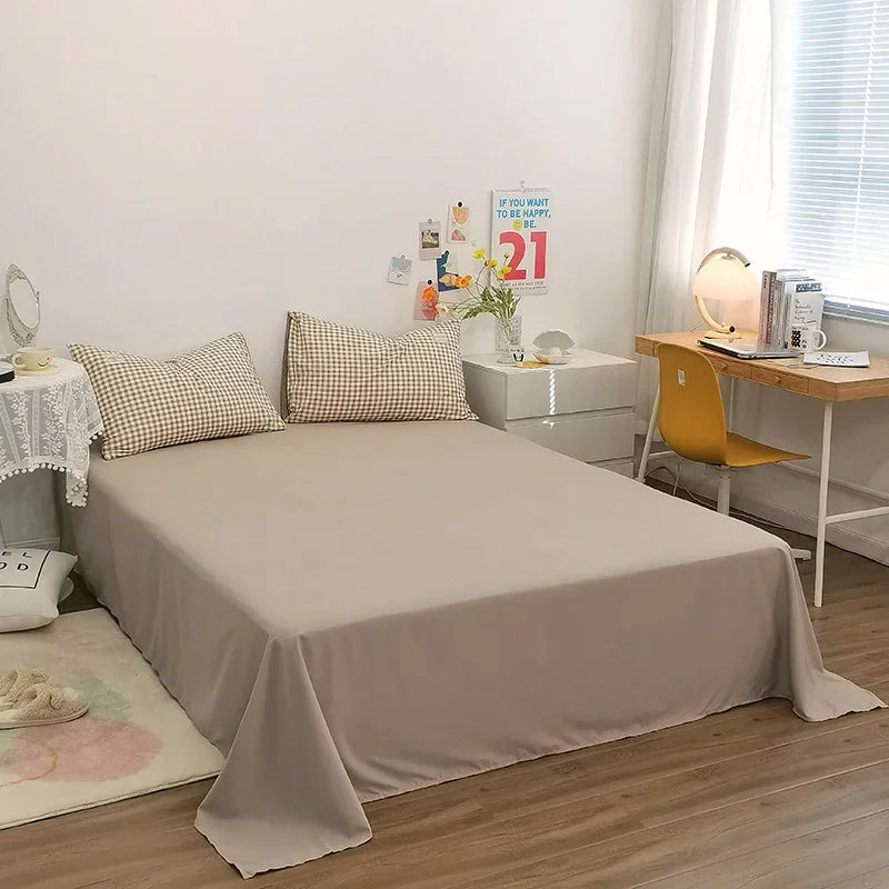 Yellow and Grey 4-Piece Cotton Bedding Set Double - Duvet Cover 200x230cm with Bed Sheet