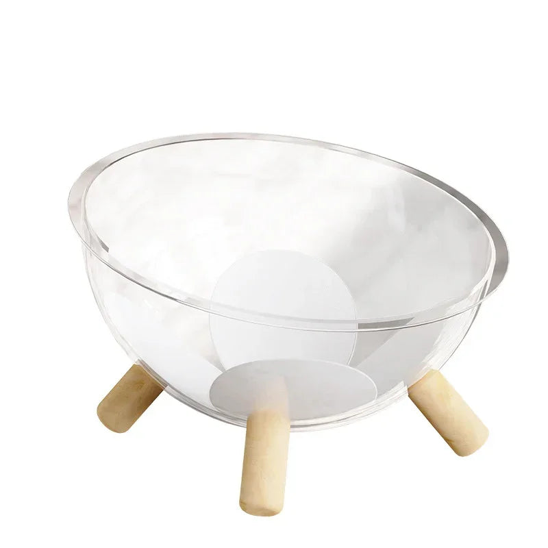 Luxury Transparent Cat Bed - Wooden Legs Acrylic Pet Nest