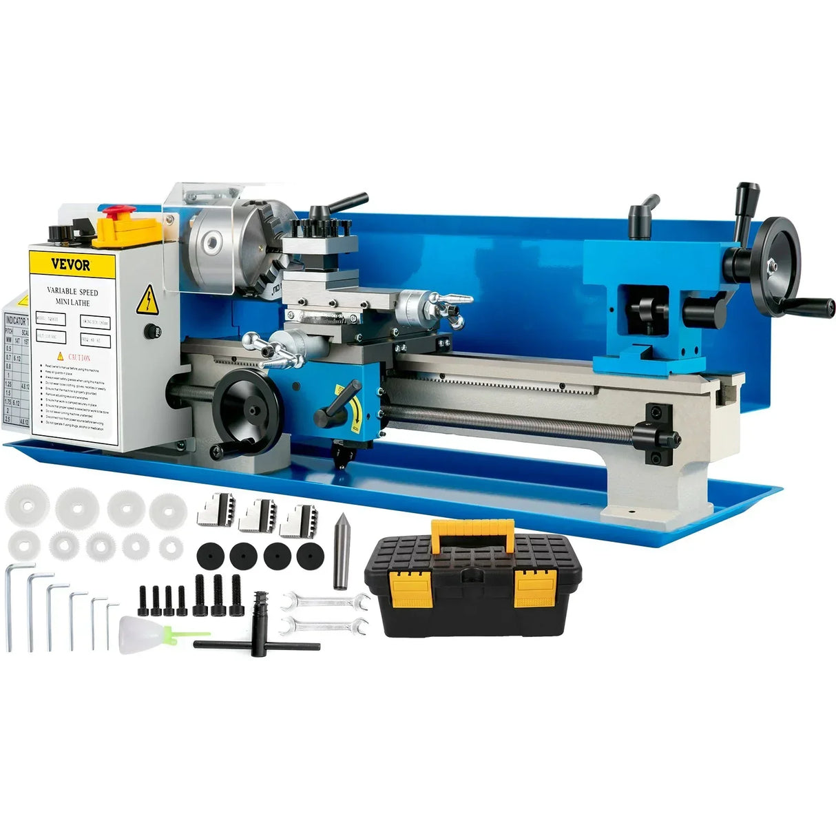 VEVOR 7"x14" Mini Metal Lathe 0-2500 RPM Variable Speed Benchtop
