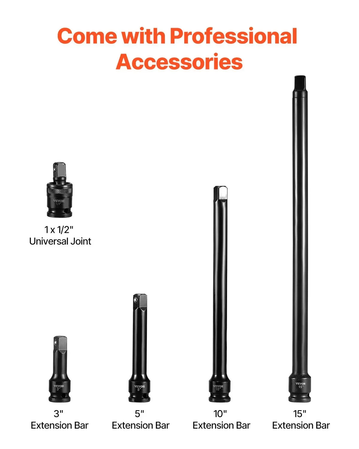 VEVOR 43pc Impact Socket Set 6-Point Metric 9-30mm Standard Deep
