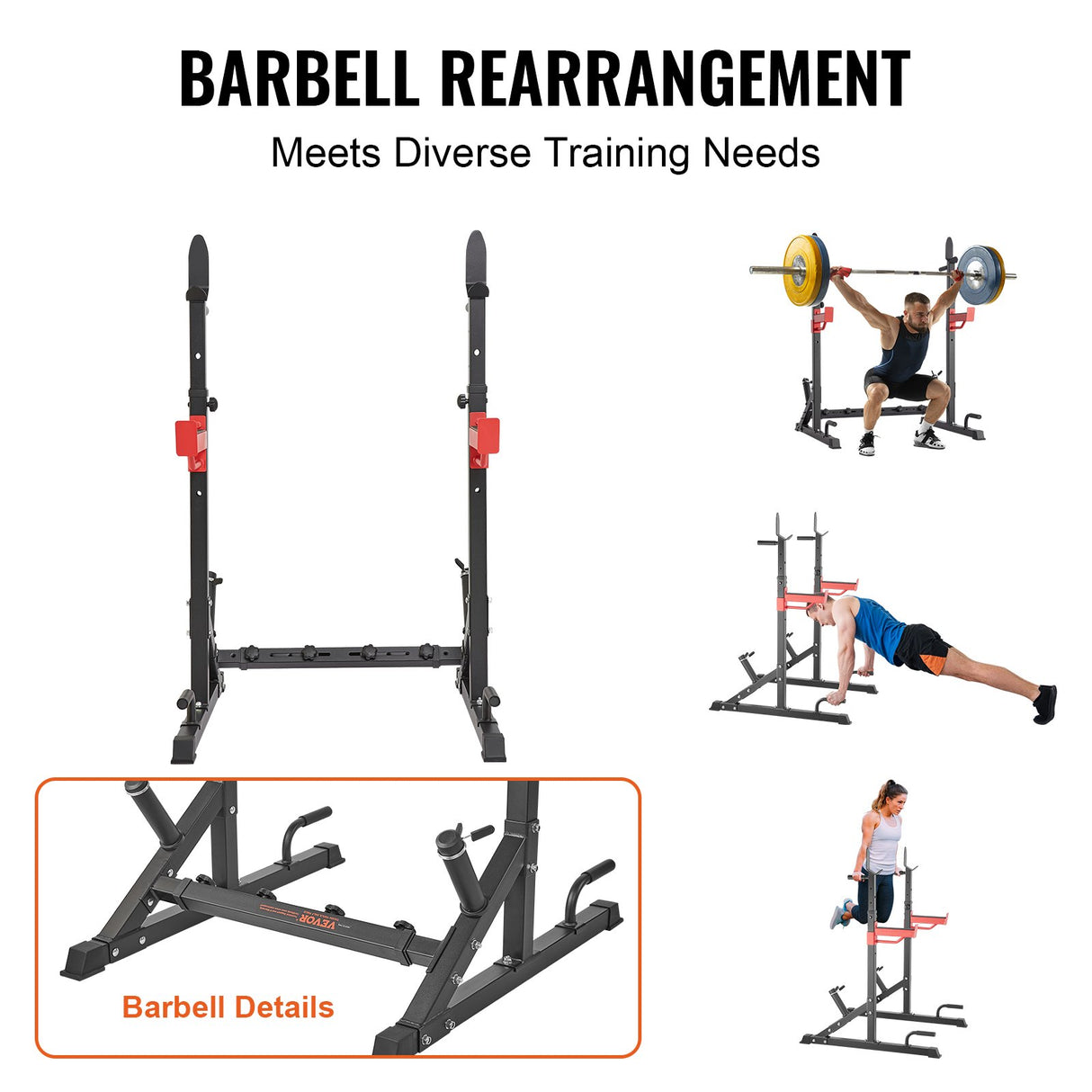 Squat Power Rack Adjustable Heavy Duty Barbell Stand Home Gym