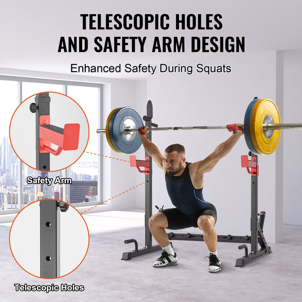 Squat Power Rack Adjustable Heavy Duty Barbell Stand Home Gym