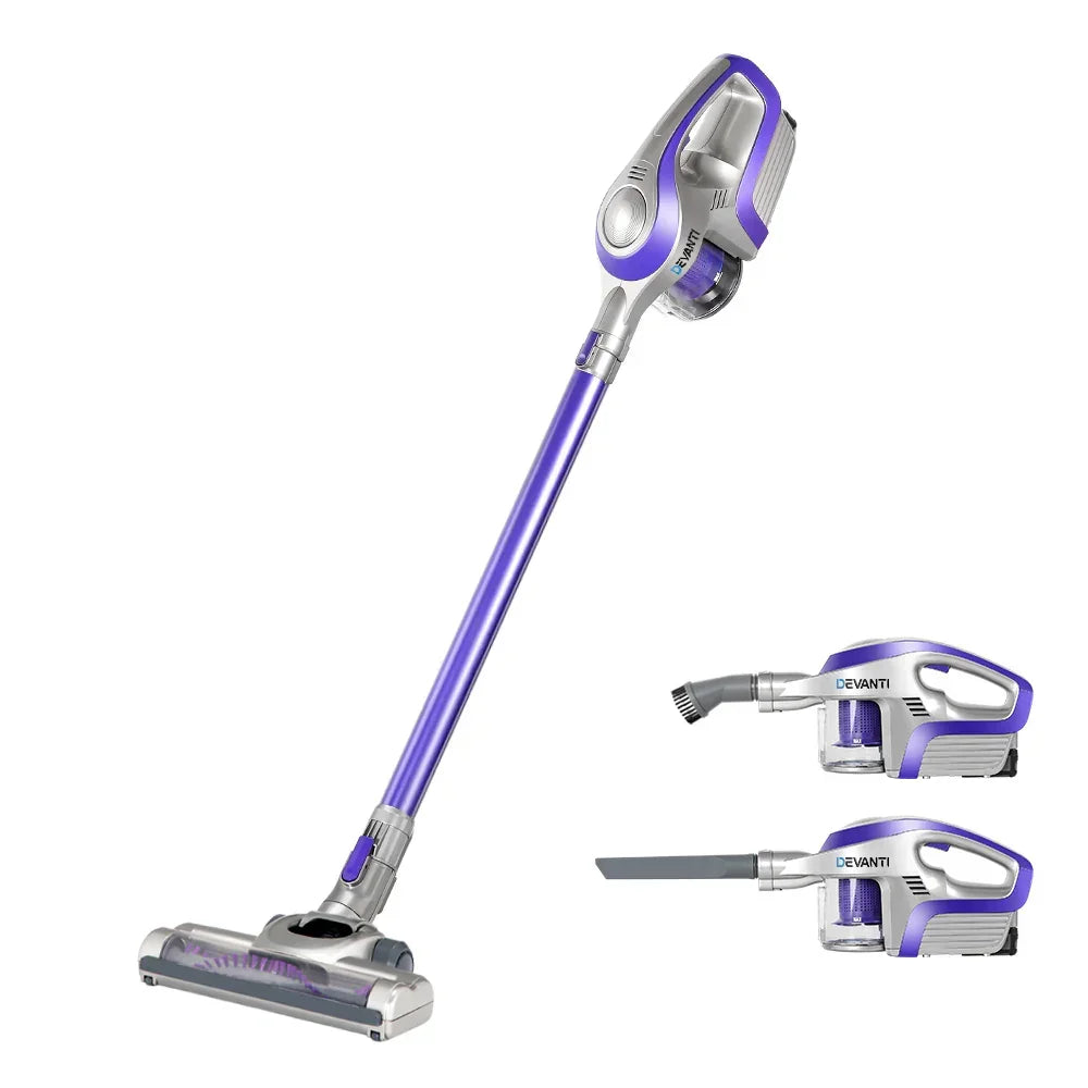 Devanti Stick Vacuum Cleaner Bagless Cordless 150W Purple - Stacks Warehouse