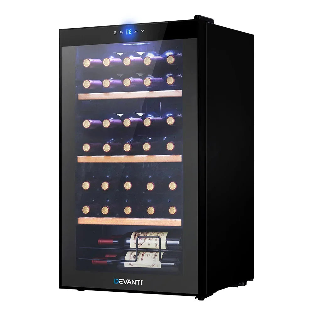 Devanti 34 Bottle Wine Fridge - Black