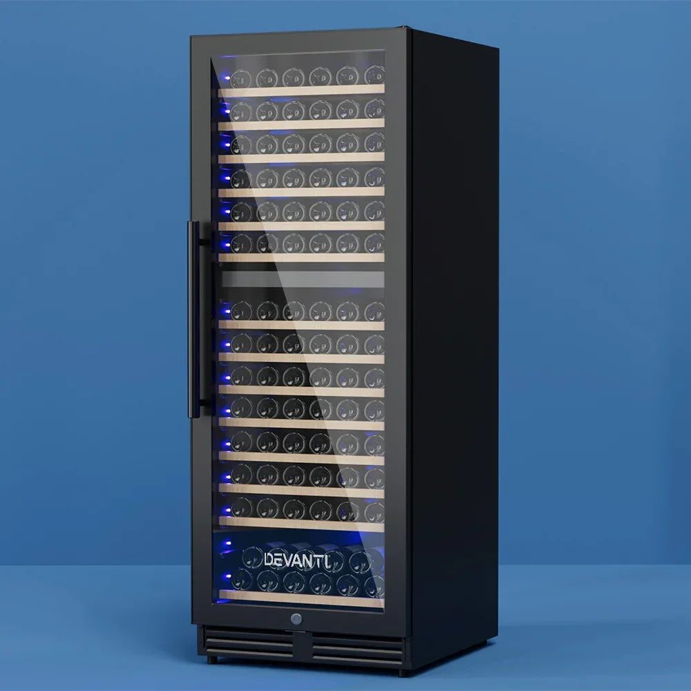 Devanti 154 Bottle Dual Zone Wine Fridge - Black