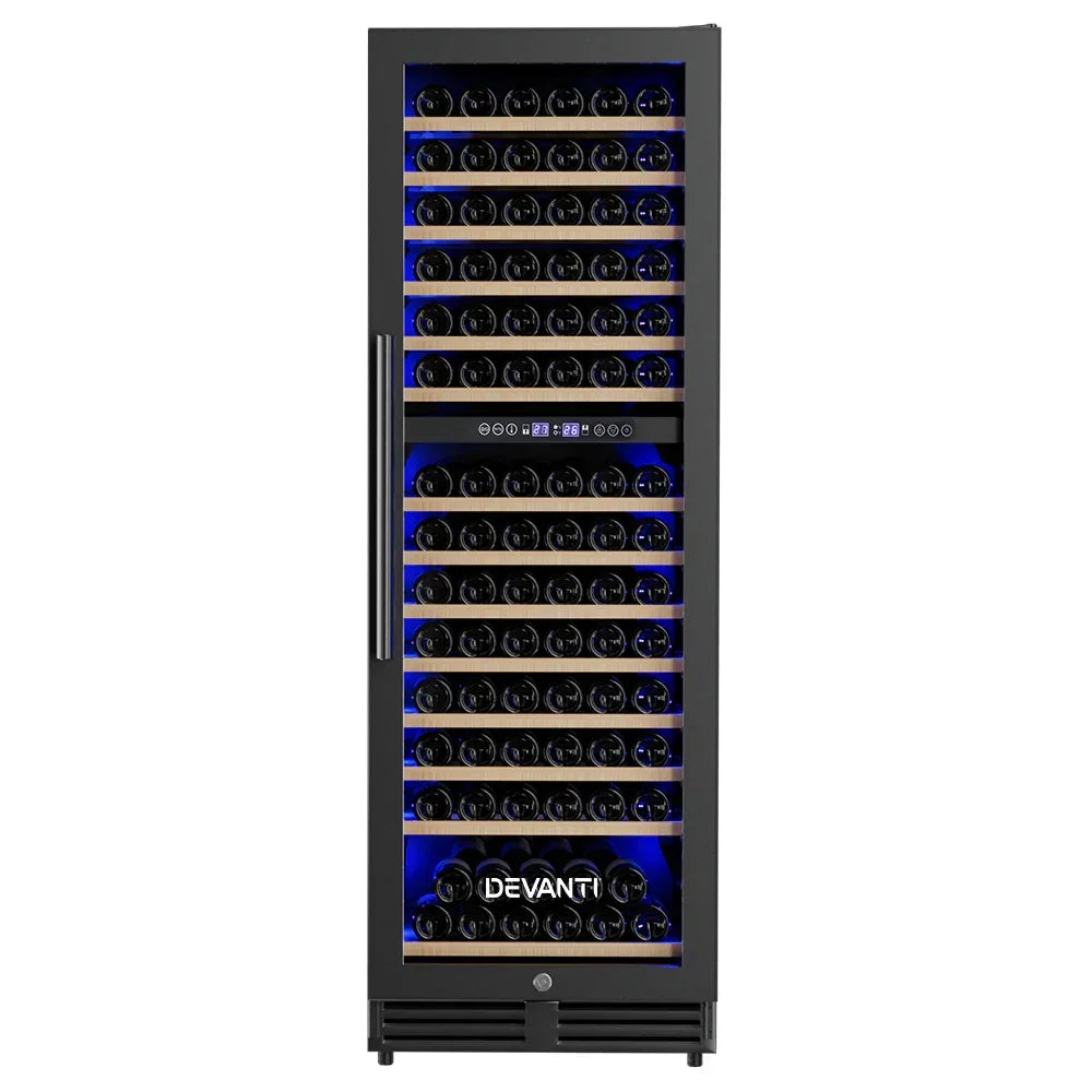 Devanti 154 Bottle Dual Zone Wine Fridge - Black