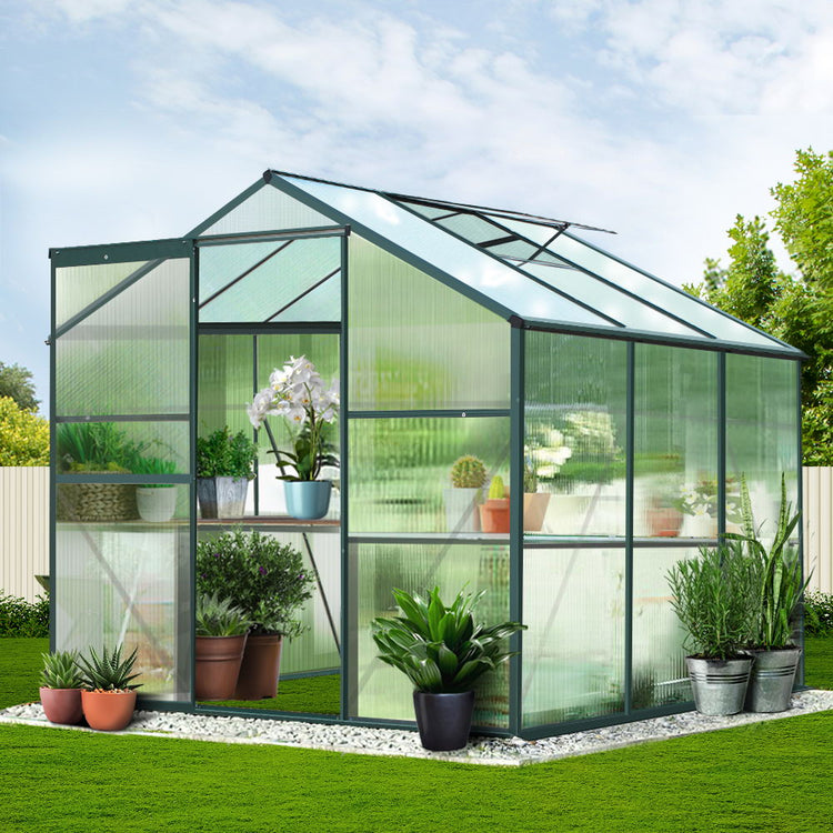 Green Fingers aluminium polycarbonate greenhouse, 3.61 square metre footprint